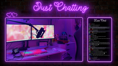 Valentine themed Purple Neon Animate Stream Overlay💜