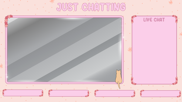 Pink Lo-Fi Kawaii Mobile Desk Animated Twitch Stream Overlay