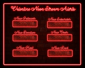 Valentine Neon Cute Red Animated Twitch Stream Alerts