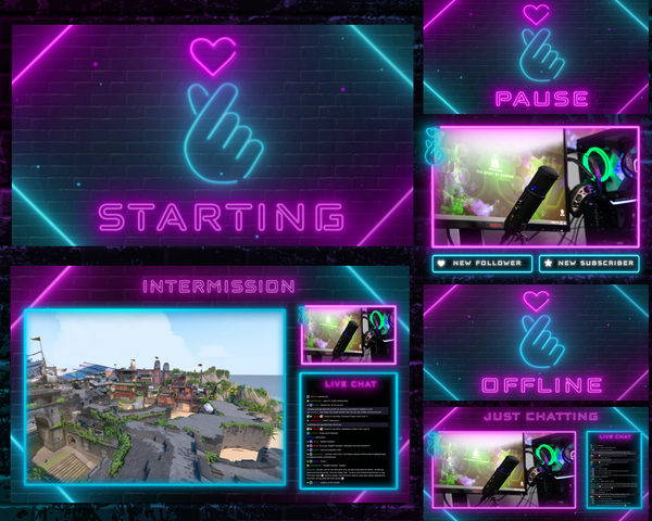 Love Heart Neon Animated Twitch Overlay