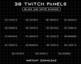 Black Twitch Panels, Minimalistic Stream Panels, Glowing Panels Twitch, Black Stream Panels, Dark Theme, Clean, Glowing