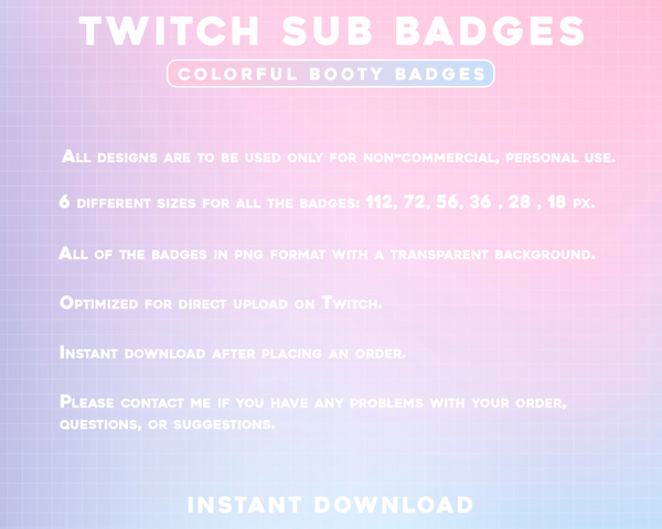 Twitch Sub Badges | Colourful Beauty Badges | Shot Away