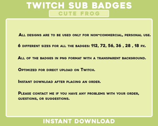 Cute Frog Twitch Badges | Custom Alerts Sub Badges | Shot Away
