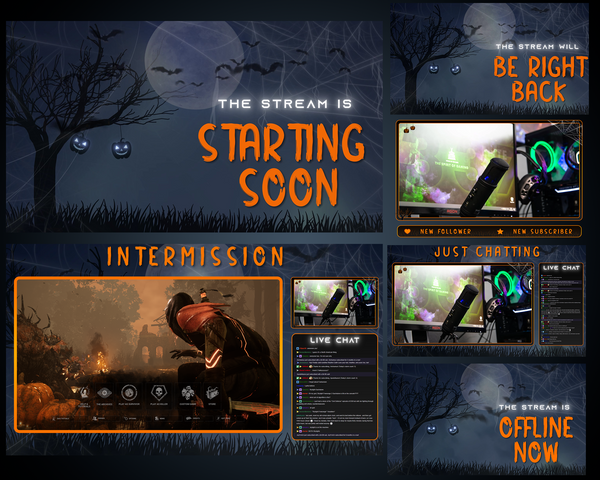 Spooky Black Halloween Twitch Stream Overlay