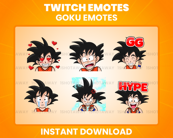 Goku Twitch Emotes, Dragon Ball Z Emotes, Goku Emotes Pack