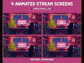 Christmas Twitch Overlays, Animated Christmas Twitch Screens, Cute Stream Screens, Twitch Overlay Lofi, Gingerbread, Desk, Christmas Tree