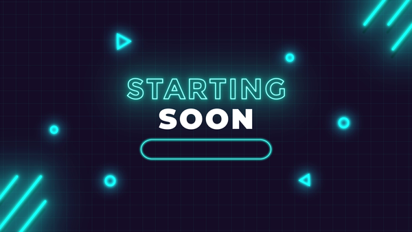 Neon Animated Twitch Overlays, Black and Cyan Glowing Stream Overlays