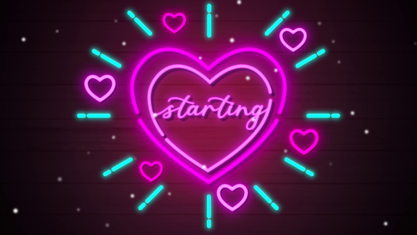 Neon Pink Heart Love Animated Twitch Stream Overlay