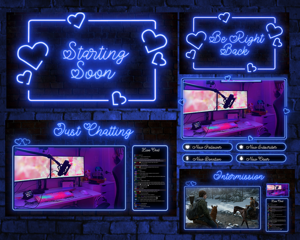 Blue Love Stream | Blue Neon Twitch Overlay | Shot Away