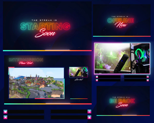 Animated Stream Overlay | Colorful Neon Overlays | Shot Away