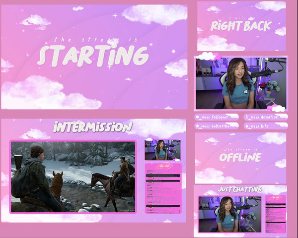 Pink & Purple Clouds Animated Stream Overlay Pack