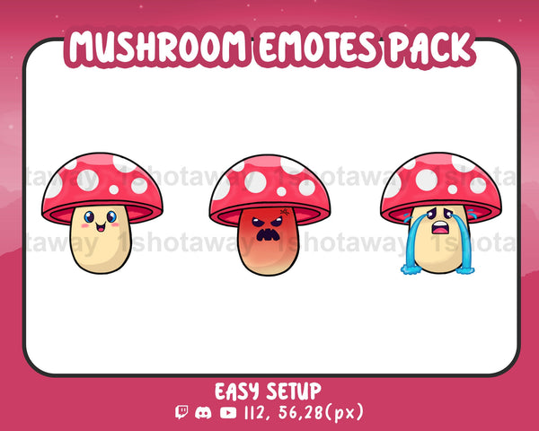 Mushroom Emote Pack | Animated Twitch Pack | Shot Away