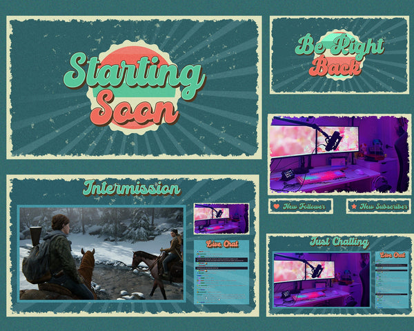 Retro Vintage Animated Stream Overlay Pack